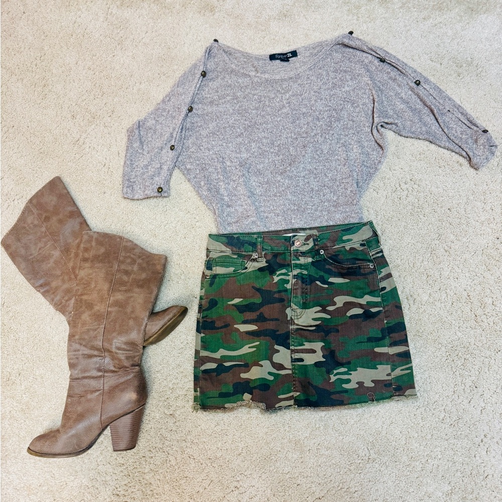 Wild Fable Green Cargo Mini Skirt Casual